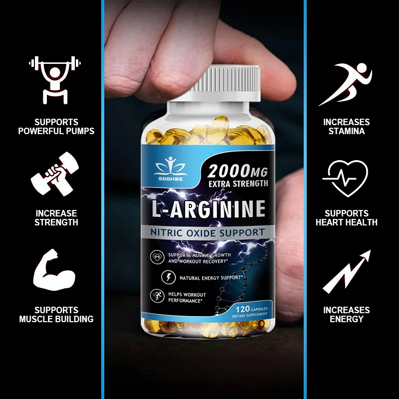 L-Arginina Boost Endurance, Óxido Nítrico Masculino, Suplemento Precursor, Cápsulas Vegetarianas