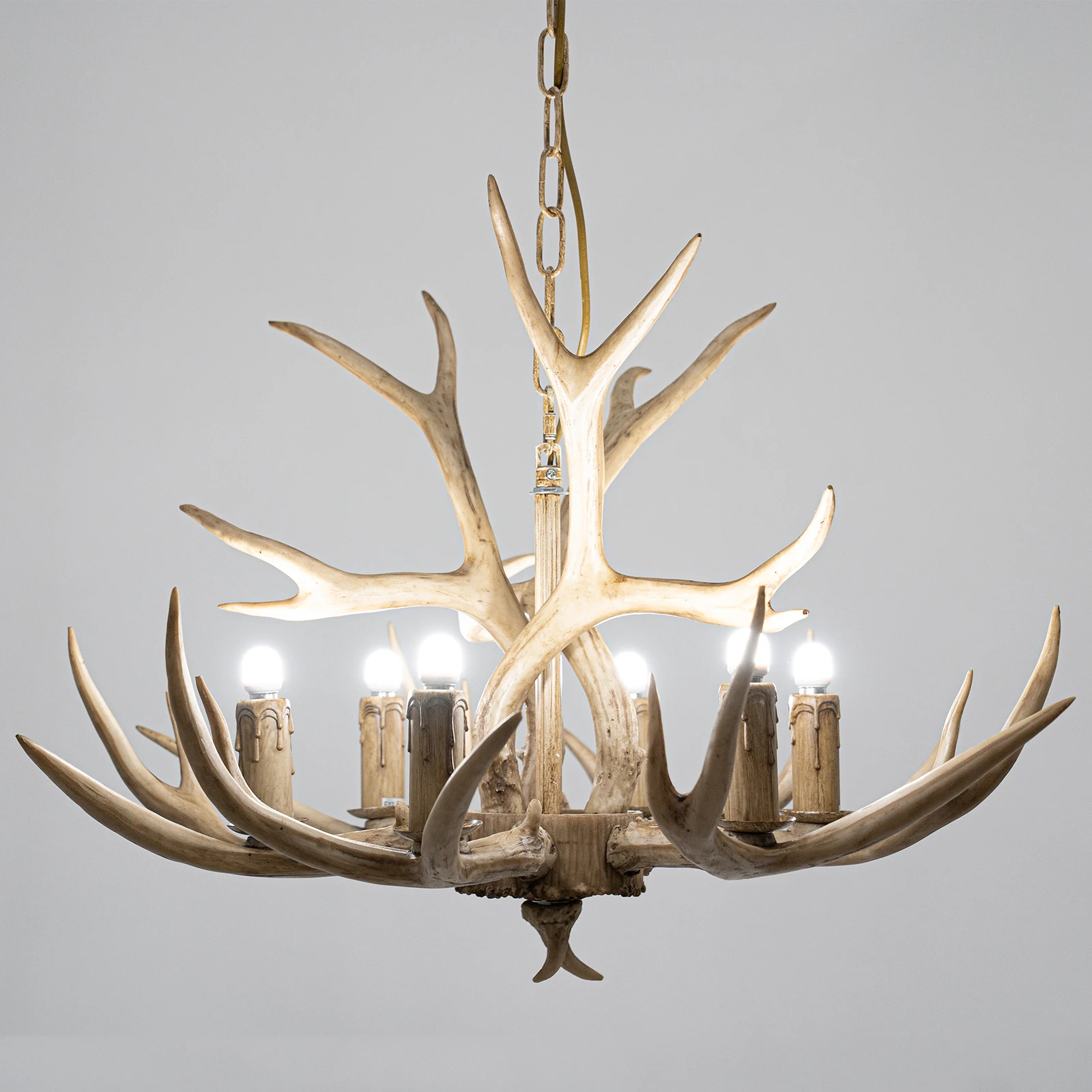 OUKANING Antler 6-Heads Chandelier Deer Horn Candle Light Restauran Lamp H Style For Living Room