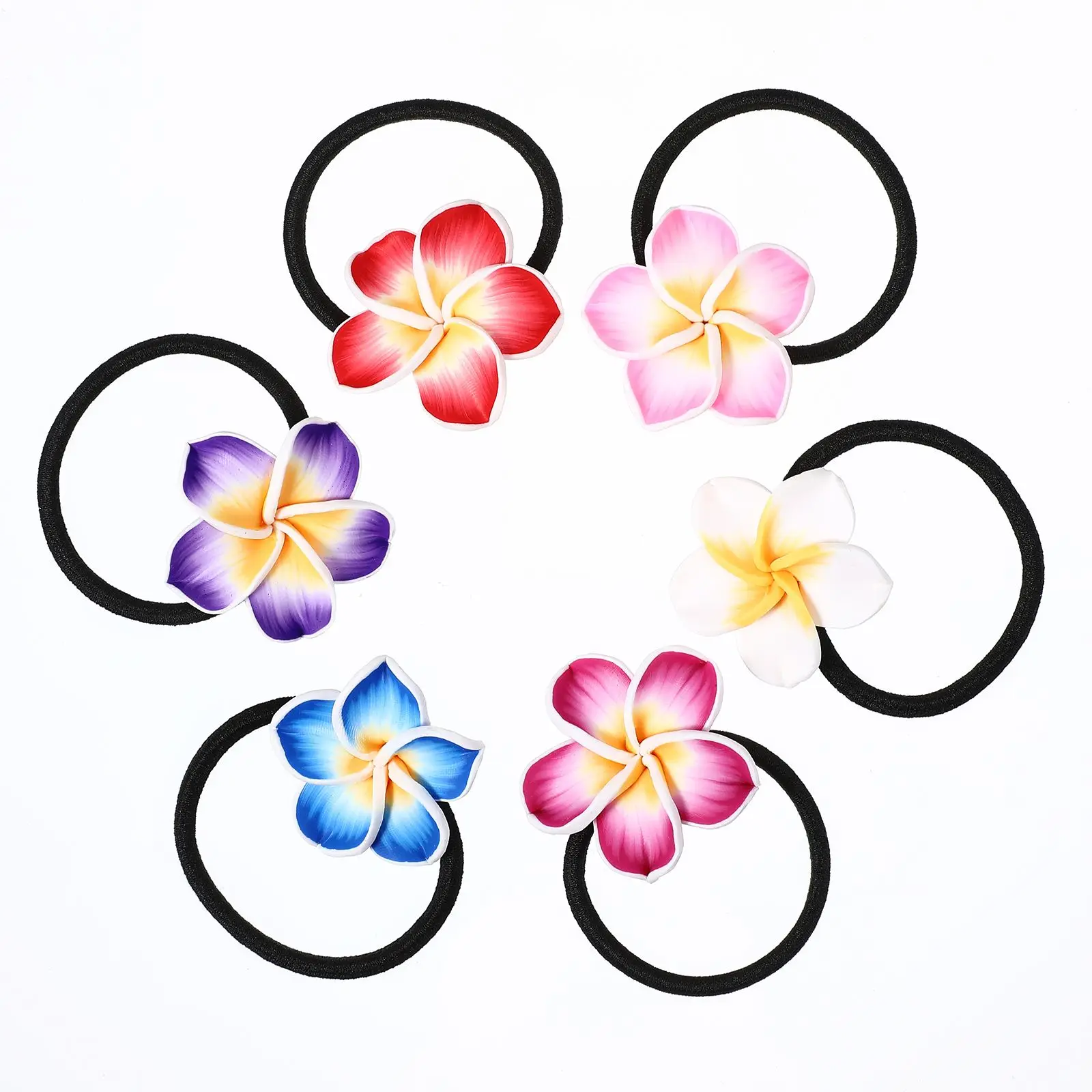 

3pcs Plumeria Shape Elastic Hair Bands Flowers Hair Accessories For Girls Summer Dresses Skirts Party Wedding Photo Props