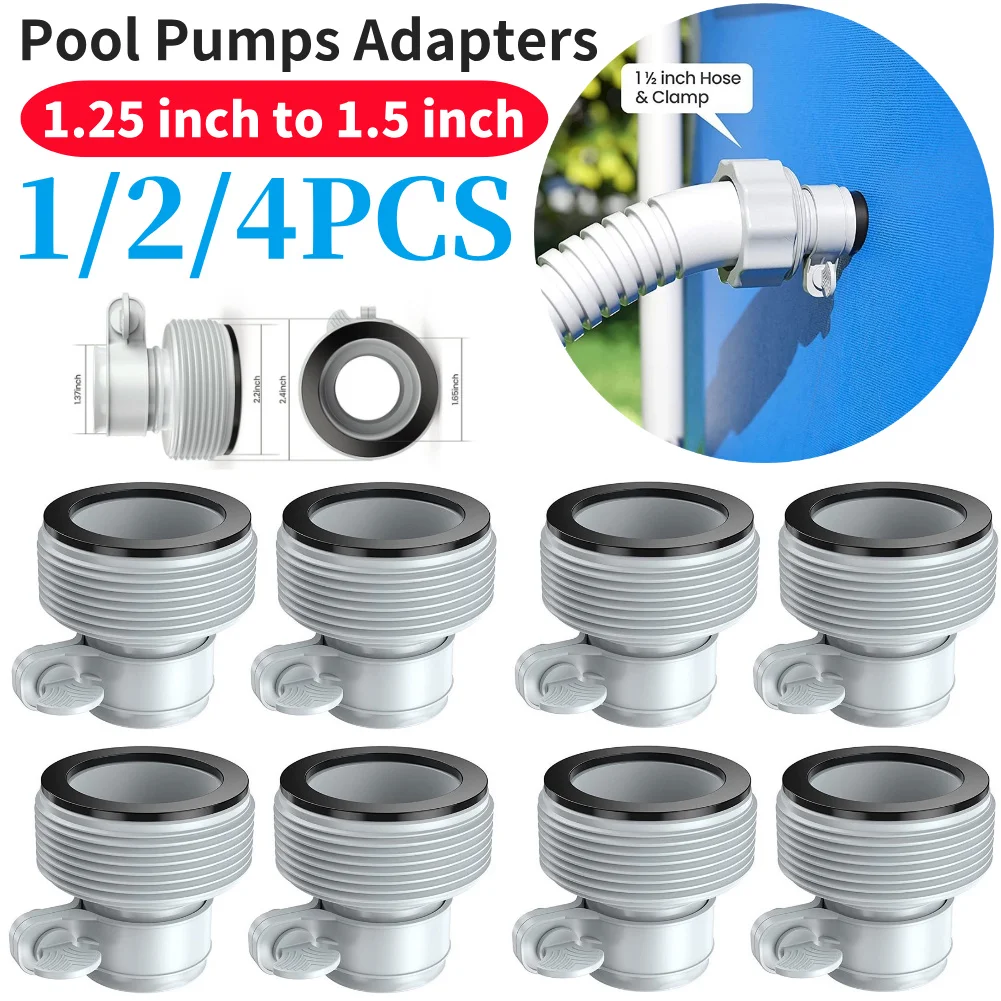 1/2/4 Stück 1,25 Zoll auf 1,5 Zoll Typ B Schlauchadapter-Umwandlung für Intex Schlauchpumpenteile, Zubehör für Aufstellpools