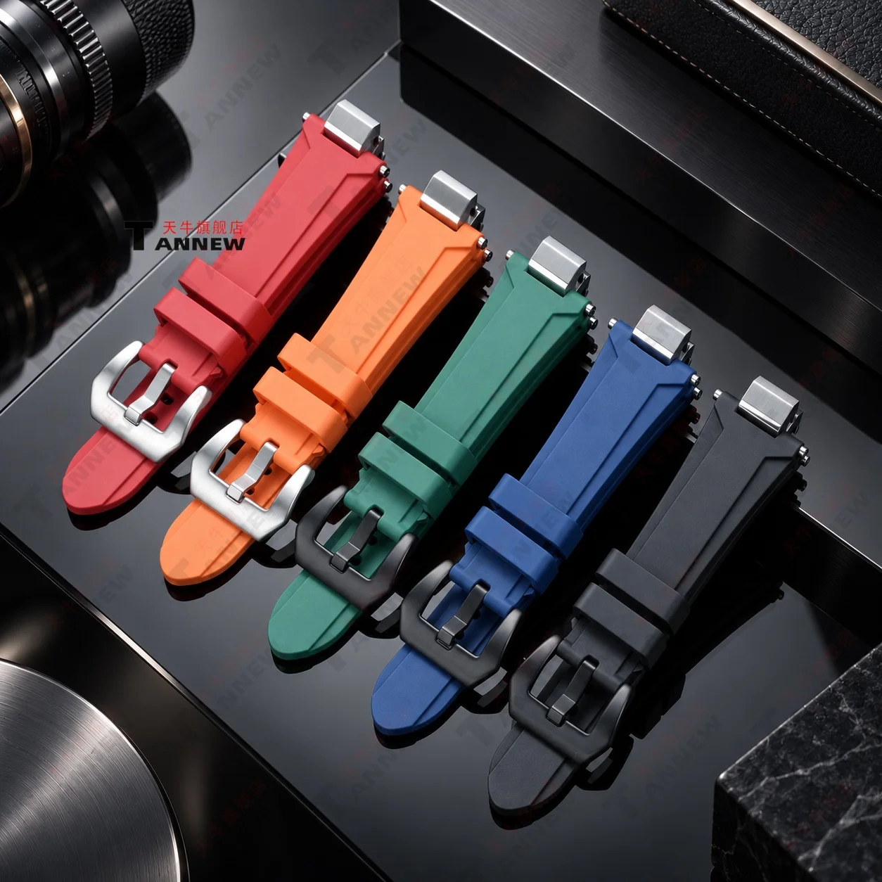 FKM Rubber Replacement Watch Strap for Casio EDIFICE ECB-2000 EFS-S641 Waterproof Sport Custom Fit Watch Band for Men