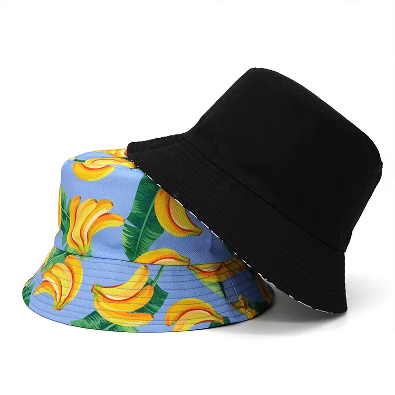 Spring/Summer Women’s Sunscreen Hat Man Leisure Fisherman Hat Unisex Panama Fruit Print Caps Female’s Bucket Hats