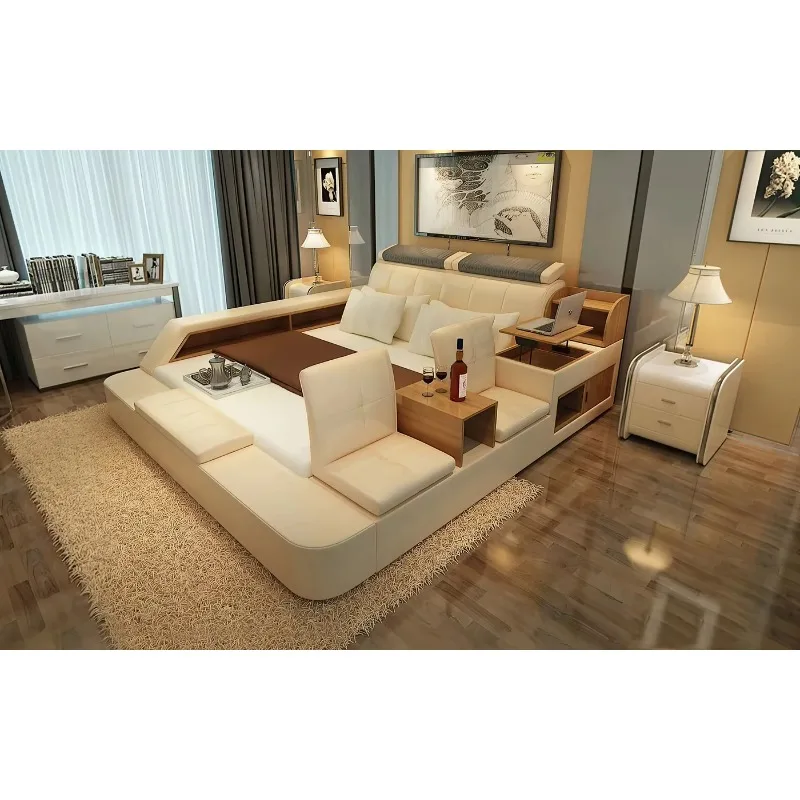 Multifunctional Tatami Hotel Apartment Bedroom Furniture Set Queen Double Bed Smart