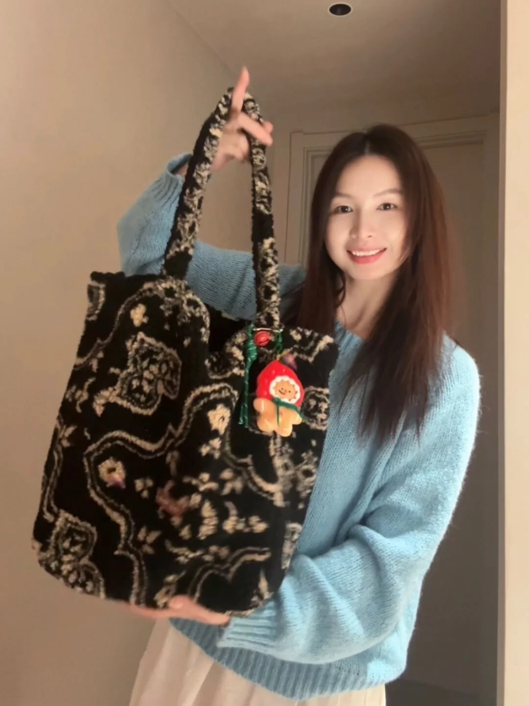 

Percy Large Capaci Double-Sided eepskin oulder Bag Ethnic Sle Commuter Tote Bag for Work And School Travel Bag