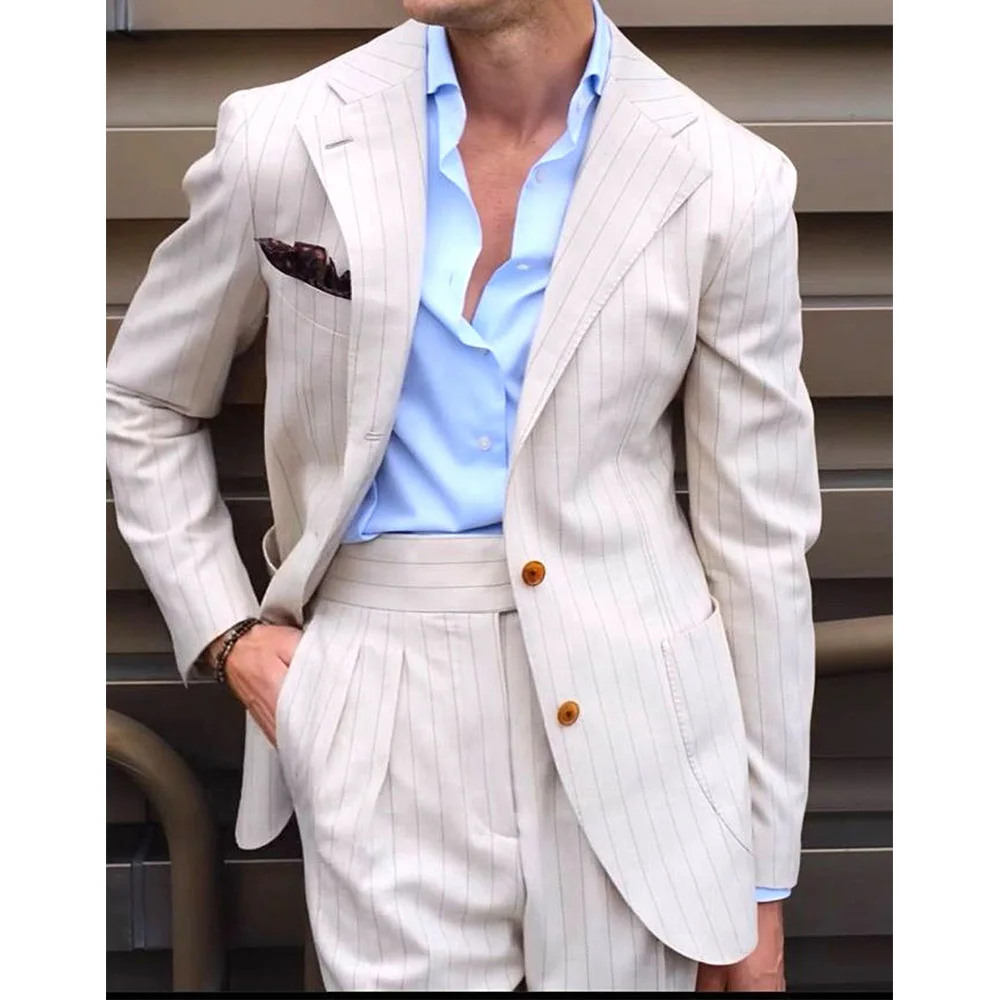 

Men's Striped Two-piece Casual Suit Suit Single-breasted Suit Collar Slim Fit Stylish and Comfortable Workwear Man Suits Set