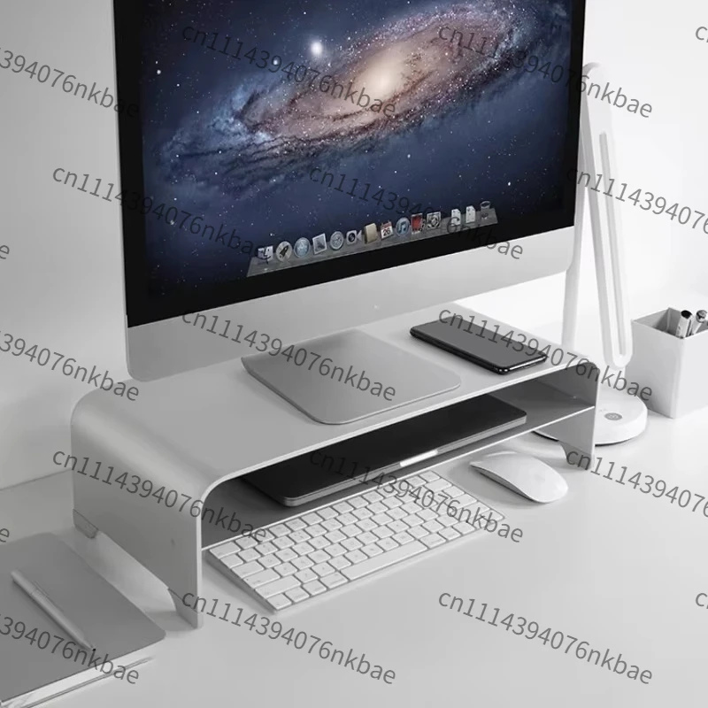 Aluminum Alloy Monitor Riser Stand Premium Ergonomic Laptop Screen Holder With Storage Workstation Metal Base Desk Organizer