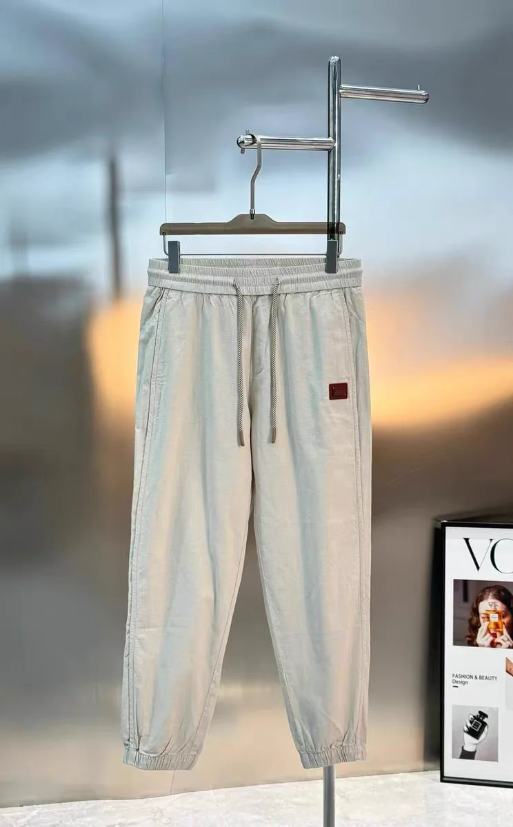 

Italian Sle Men's Casual Pants Elastic Waist Dstring Trousers Linen Loose Fit High Waist Faionable Summer Leisure