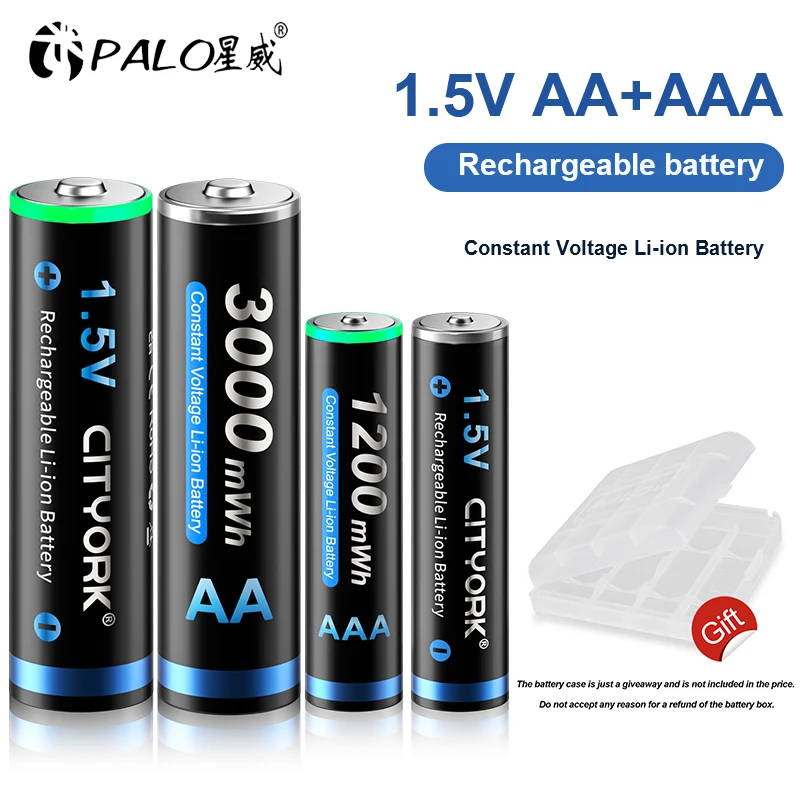 1.5V AA + AAA Lithium Rechargeable battery 1.5V AA 3000mWh / AAA 1200mWh 1.5v Li-ion batteries for toys remote control