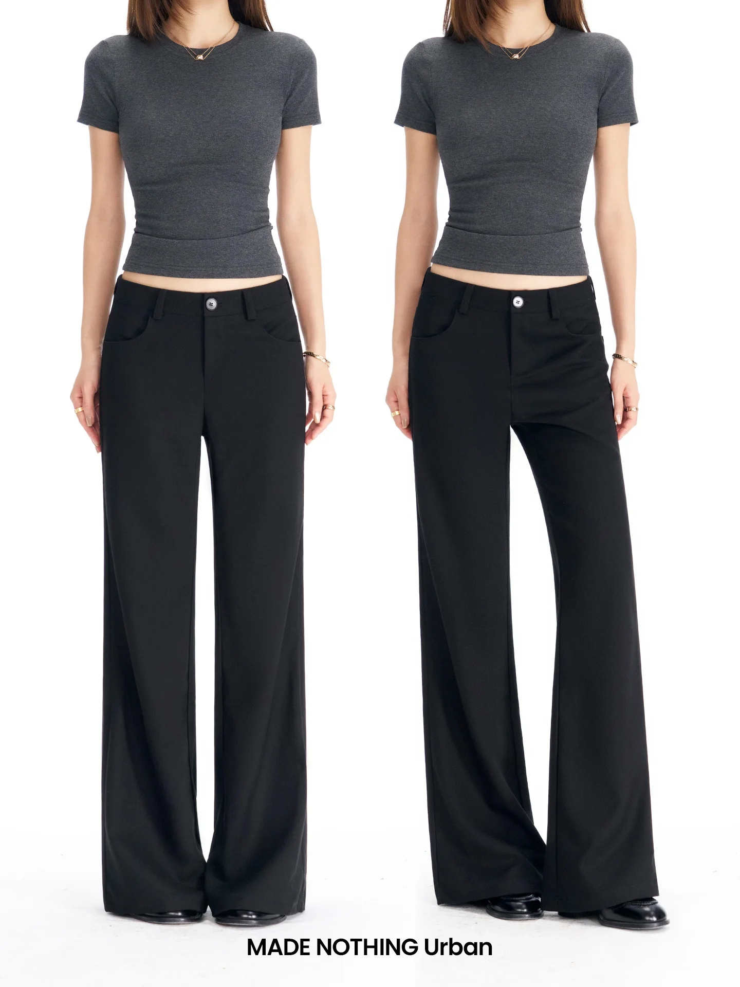 

Made Nothing Series TR06 Micro Flare mid Waist Women's Suit Pants Same Fit as MR001 Commute Style Slimming Wide Leg Trousers