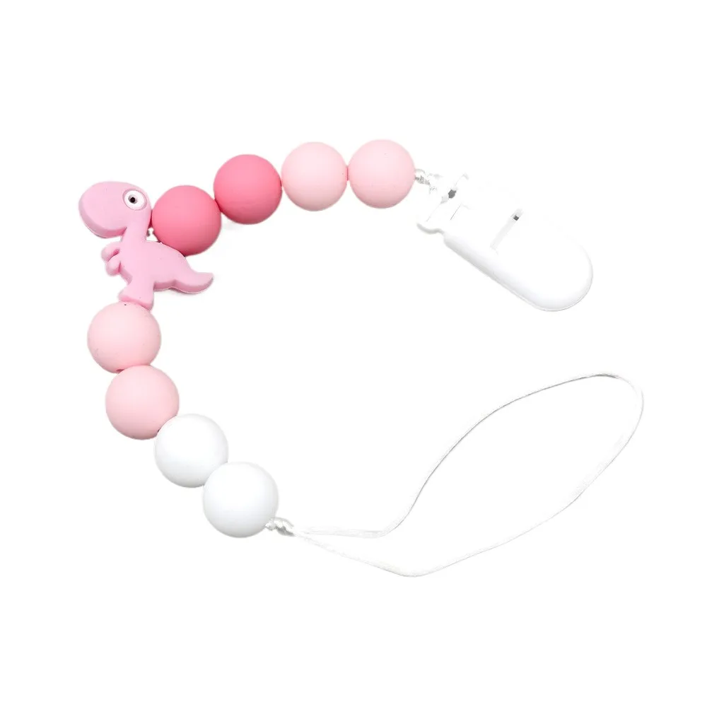 

Силиконовый зажим для детской соски с динозавром, поводок-держатель для детской соски без BPA, милая цепочка-пустышка, игрушка для прорезывания зубов для новорожденных и малышей