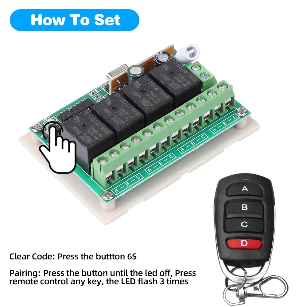 433 ميجا هرتز العالمي لاسلكي للتحكم عن بعد تيار مستمر 12 فولت 4CH وحدة التتابع استقبال EV1527 اللاسلكية التحكم عن بعد التبديل لمحرك تيار مستمر لتقوم بها بنفسك