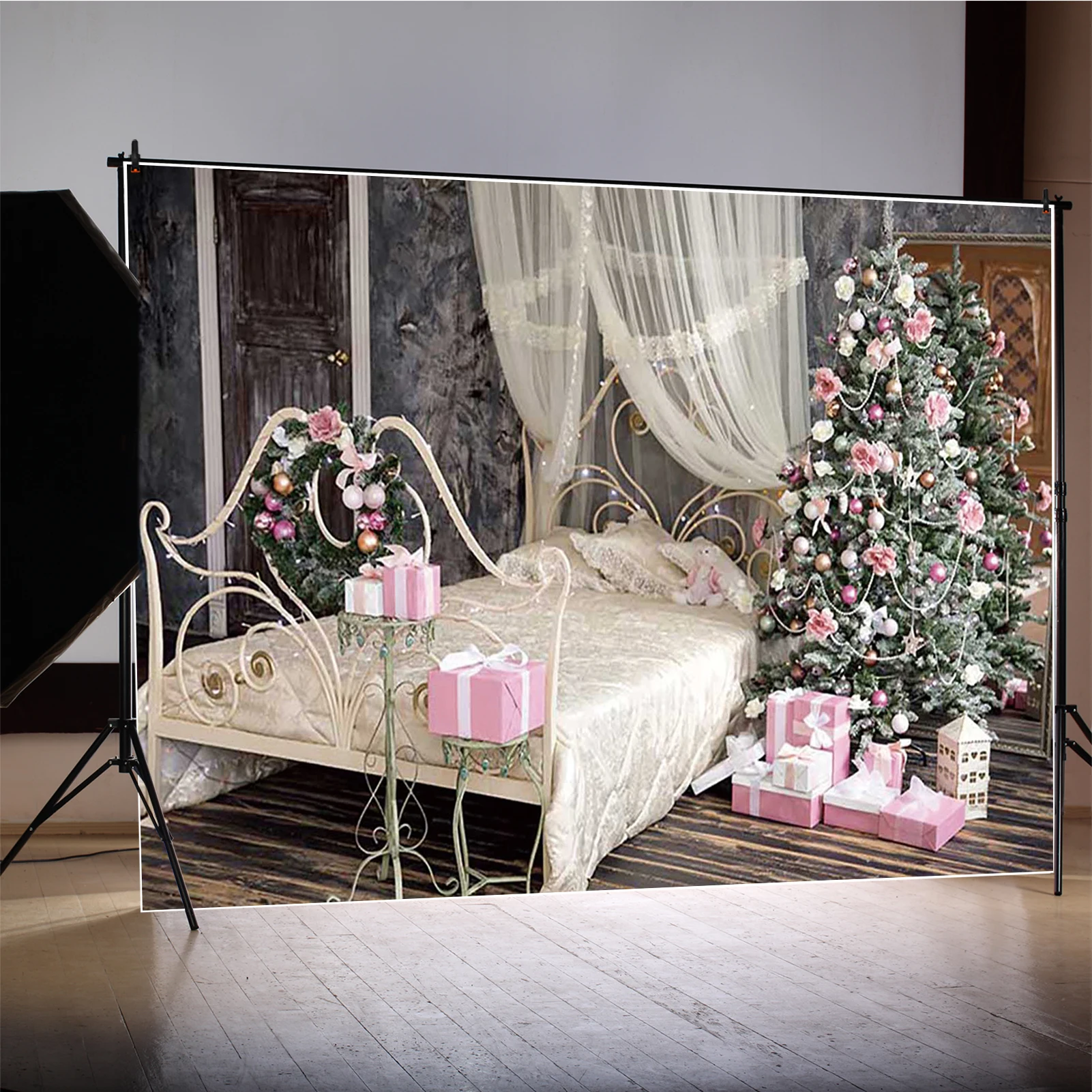 MOON.QG 새해 이브 장식 벽난로 사진 배경 소파 선물 라이트 벽 기념일 사진 촬영 액세서리