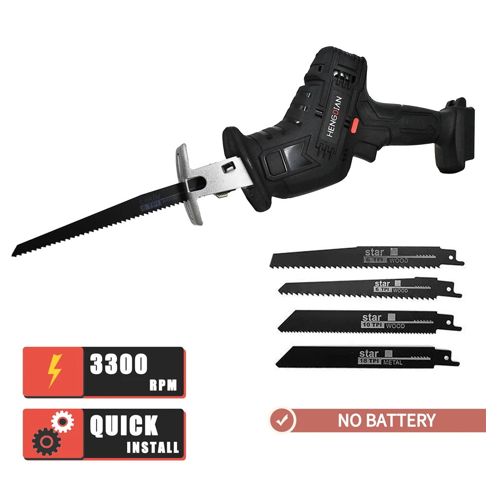 

Cordless Reciprocating Saw Kit Outdoor Electric Saw with 4PCS Blades for Wood Metal Cutting Power Tools