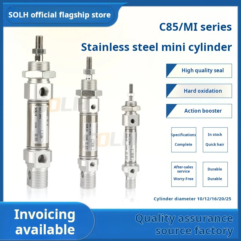 Pneumatic mini stainless steel cylinder CD85N10/12/16/20/25-25/50/75/100/175/200-B