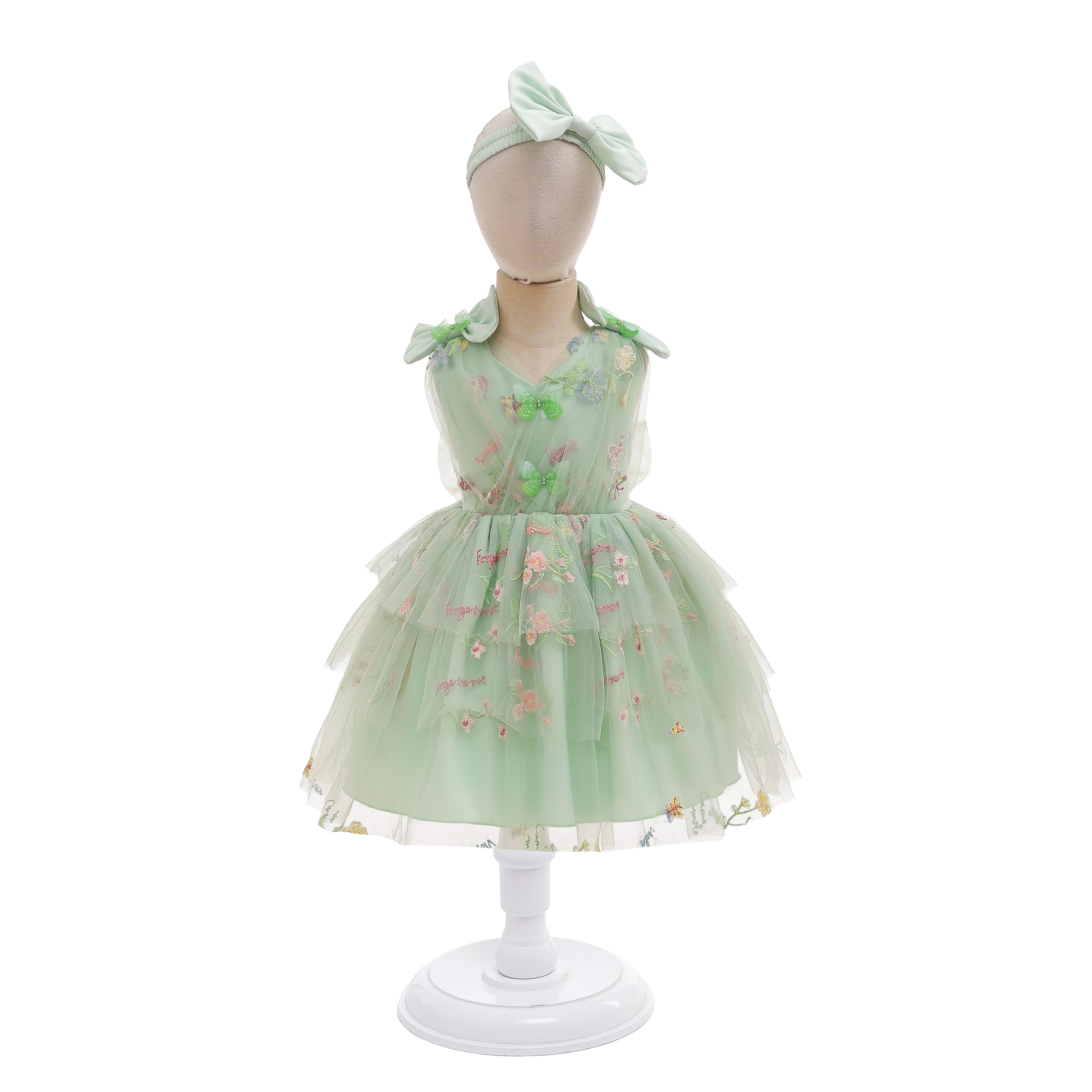 Vestido de Princesa Elegante con Tul Floral para Bebé Niña, con Diadema a Juego, Vestido Formal sin Mangas con Capas para Boda o Bautizo