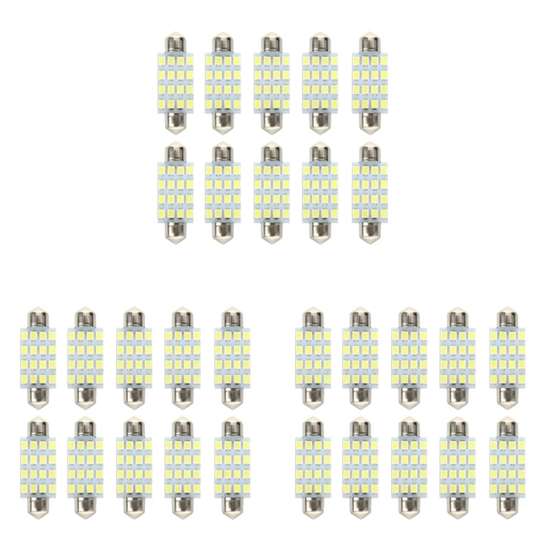 

30 PCS 16 Torpedo Car Bulb LED SMD 3528 42 Mm - White