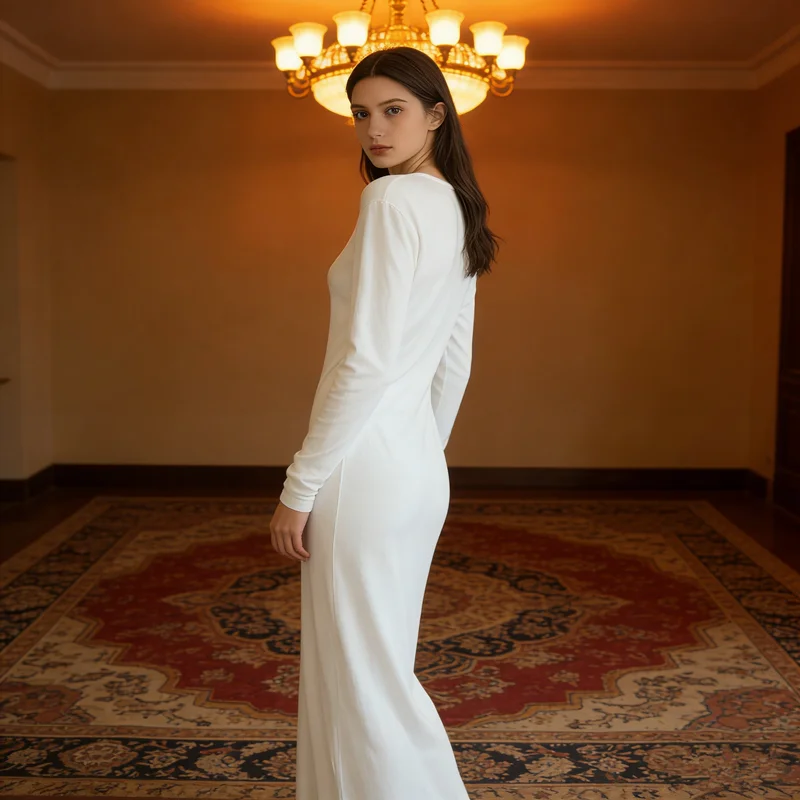 

New Model Slim Fitting Elastic Dress Dubai Abaya Modest Muslim Dresses for Women Eid Islam Clothing Turkey Kaftan Inner Robe