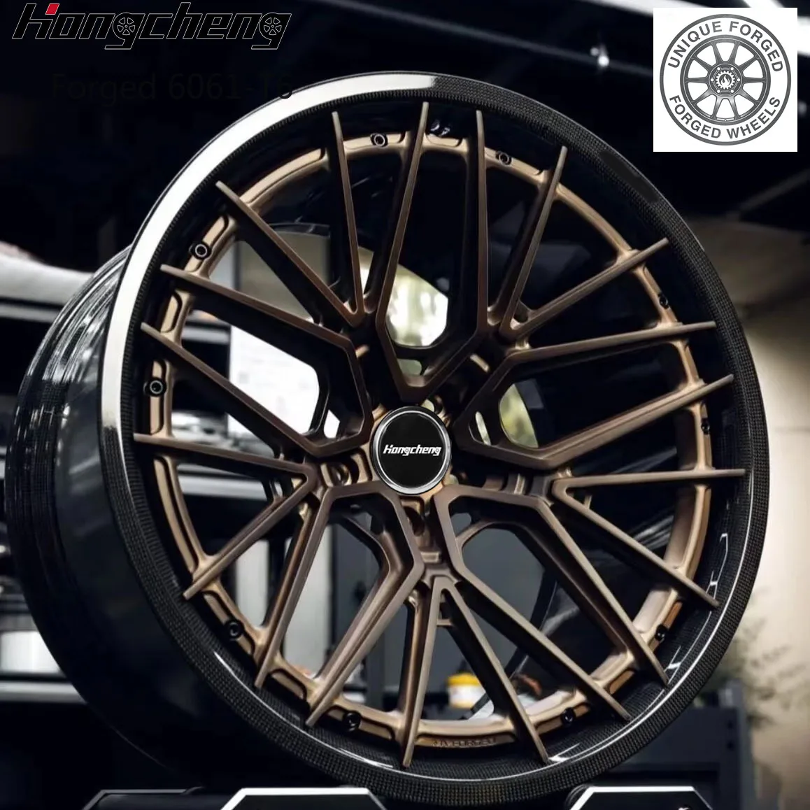 New model of 26 Custom Two Piece Three Piece Brushed Bronze 18 Inch Carbon Fiber Rims  for