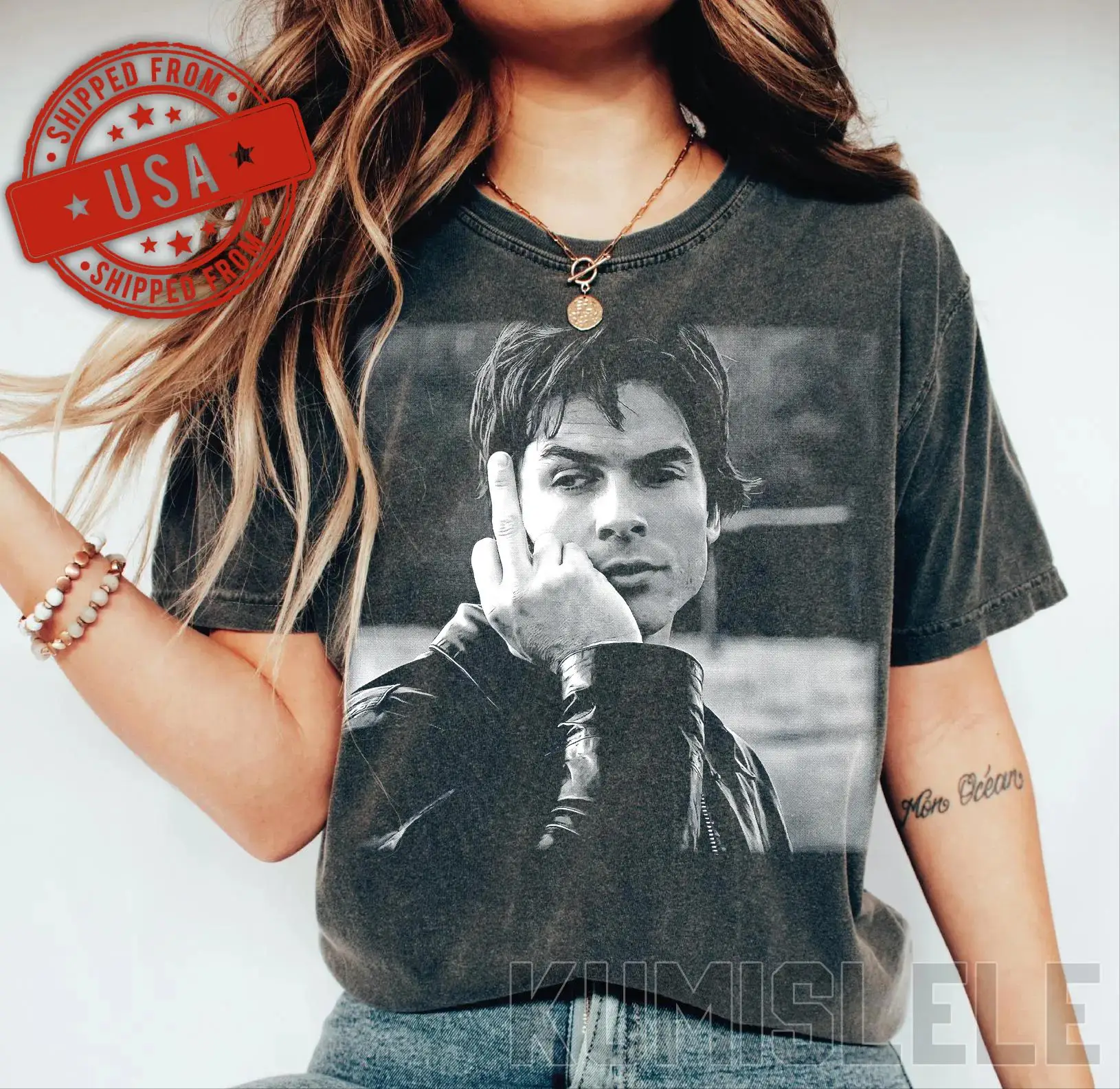 Damon Salvatore Vintage Shirt, Ian Somerhalder Graphic Tee, Retro 90s Vampire Diaries Tshirt Tee, Salvatore Brother T-shirt