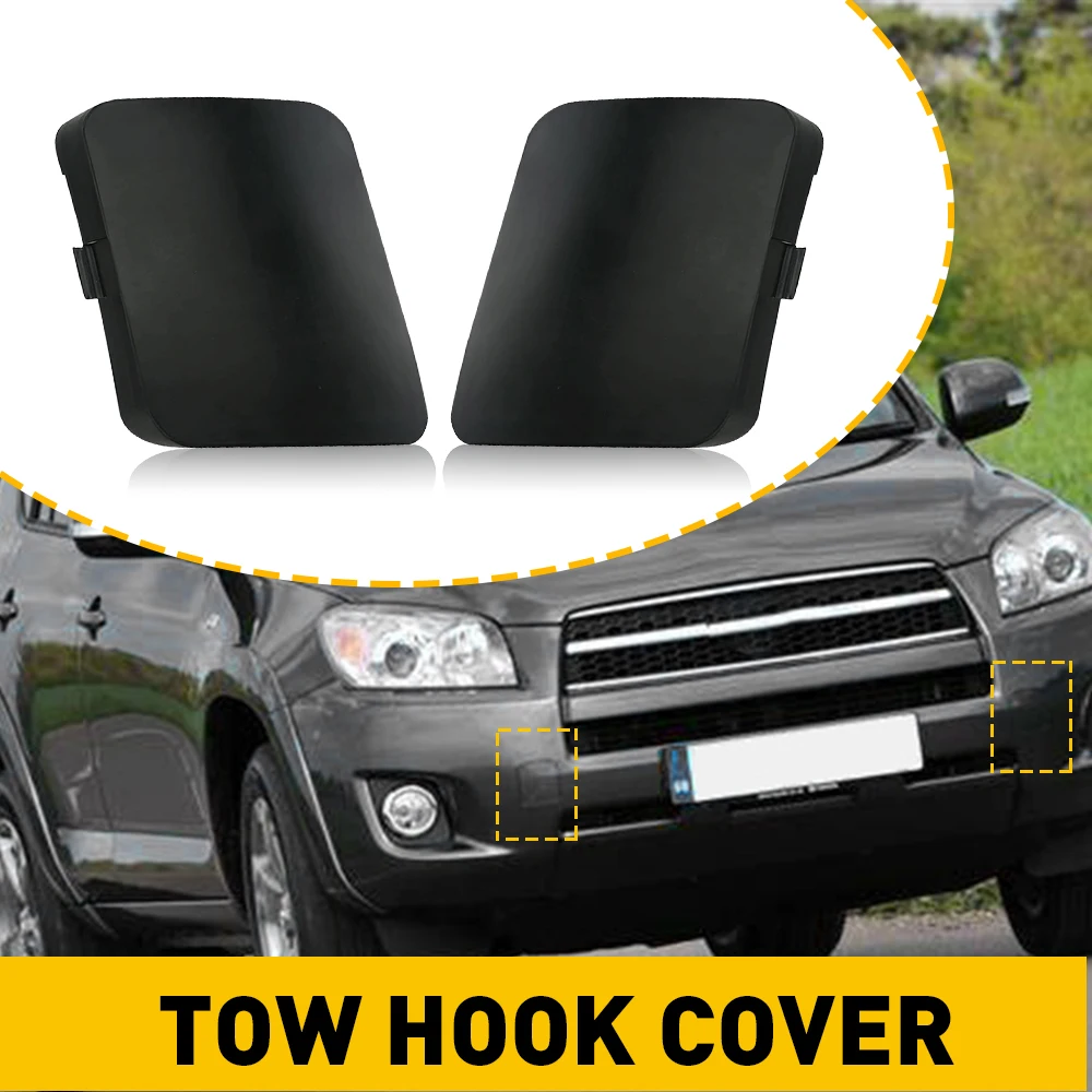 2Pcs For Toyota RAV4 2006 2007 2008 Car Accessories Left Right Front Bumper Tow Hook Cover Cap Plastic 53285-42930 53286-42931