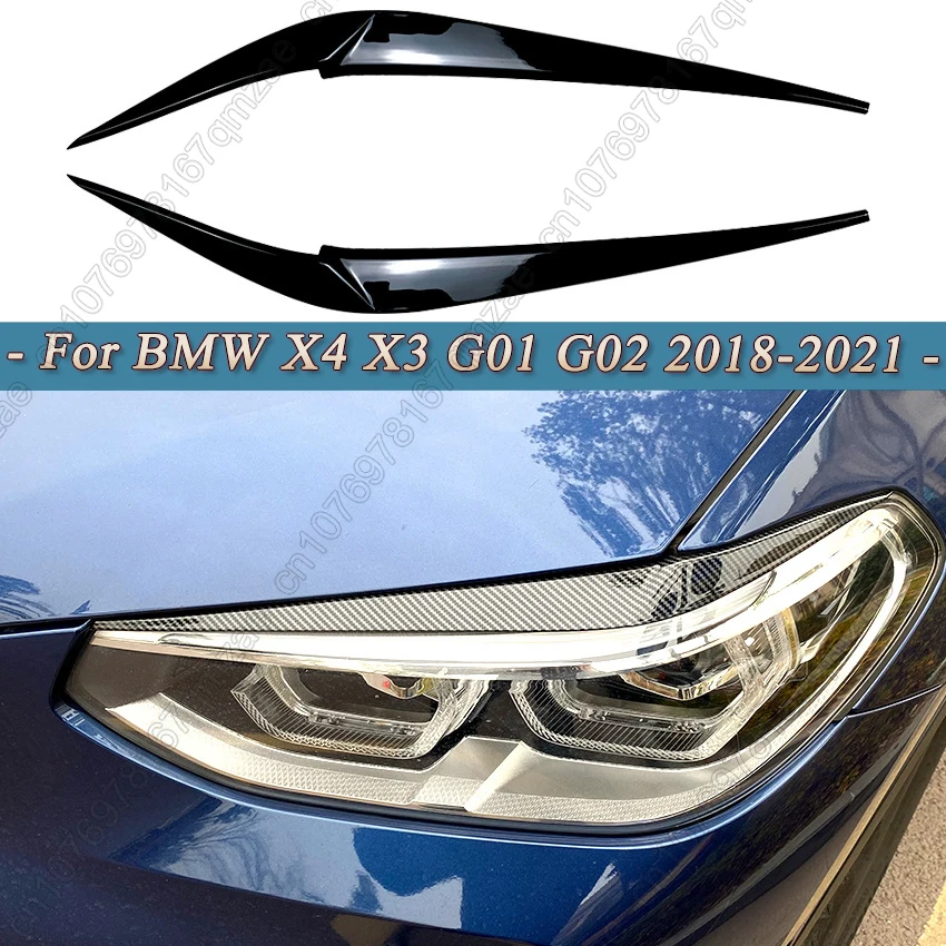 

Веки для автомобильных фар BMW X4 X3 G01 G02 2018-2021, глянцевые черные, 2 шт.