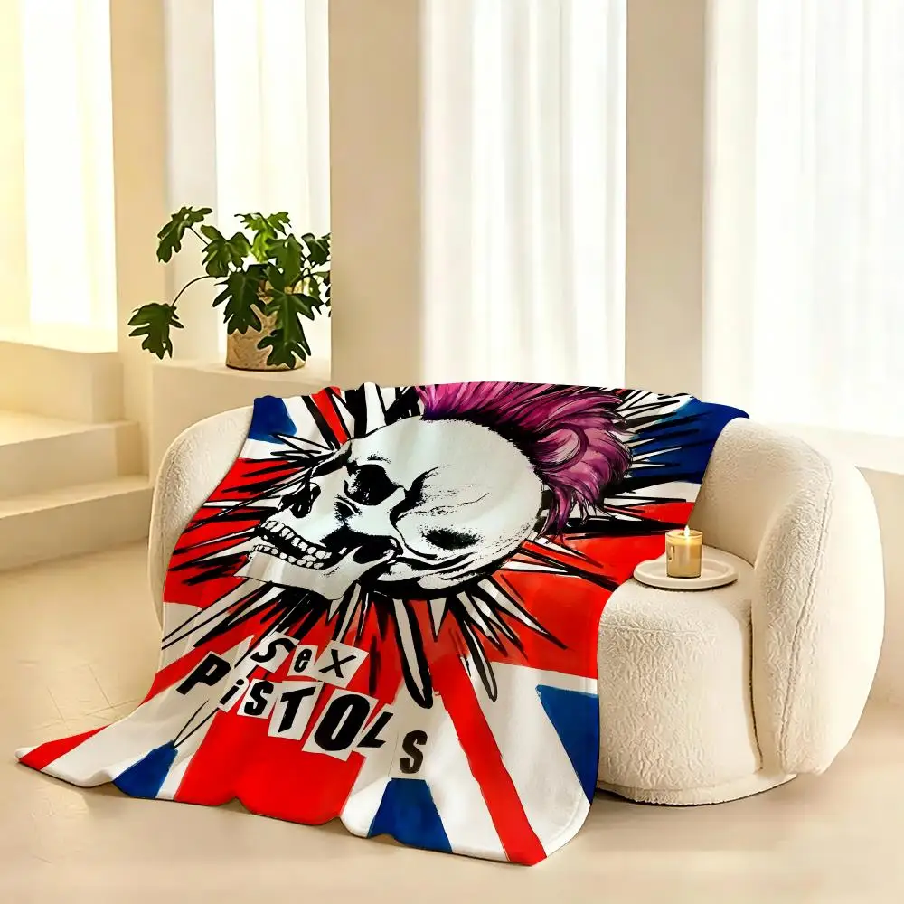 Rock Band S-Sex P-Pistols Throw Lightweight 240g Flannel Blanket Soft Skin-friendly for Summer Cooling