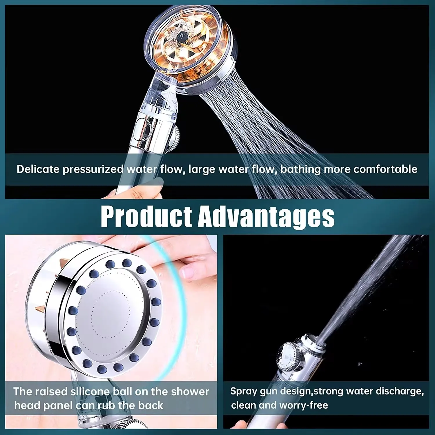 Propelle Pressurized Shower Head with Filter High Pressure Rainfall Spray Large Flow Shower Faucet Nozzle Bathroom Accessories