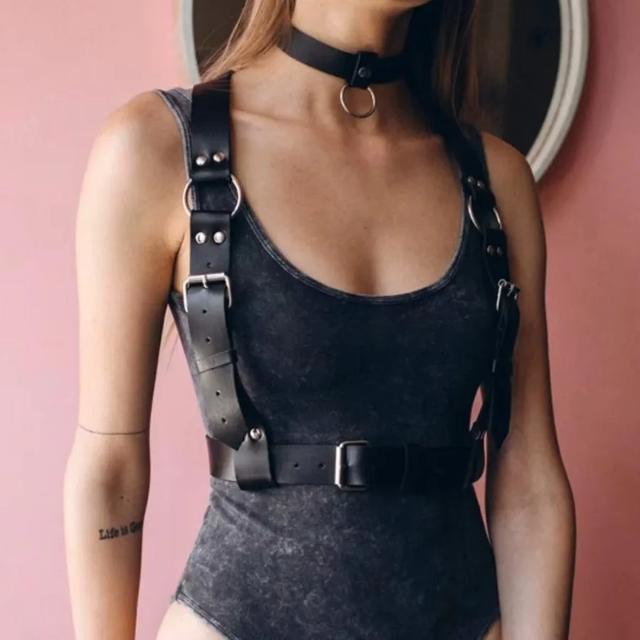 New Fashion Sexy Harness for Adult PU Leather Harness Adjustable Harness Belt Gothic Retro Waist Bags Medieval Costume Accessory