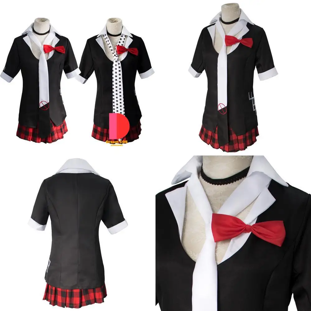 

Danganronpa Cosplay Costume Anime Junko Enoshima Black Uniform Set Role Play Outfit for Women Halloween Party Comic Con Suits