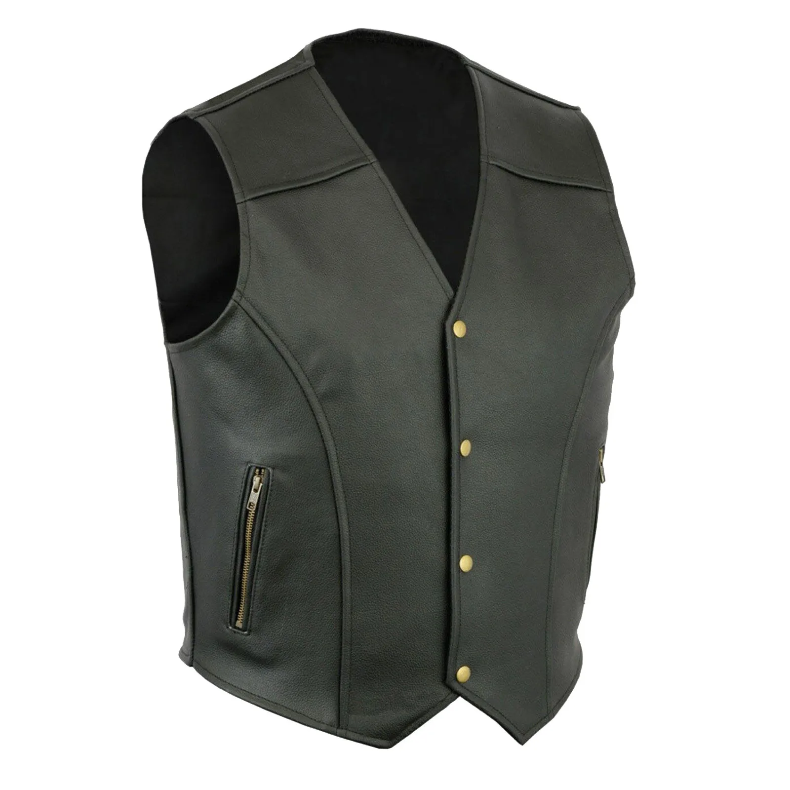 Men Fashion Casual Solid Color Vest Motorcycle Fleet Punk Leather V-Neck Single Breasted Slim Fit Coat Black Vest 2023 New