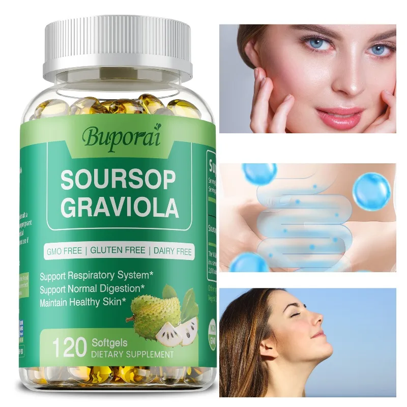 

Soursop Graviola Capsules - Antioxidants, Improve Mood, Relieve Stress, Promote Digestive Health, Boosts Immunity, Non-GMO