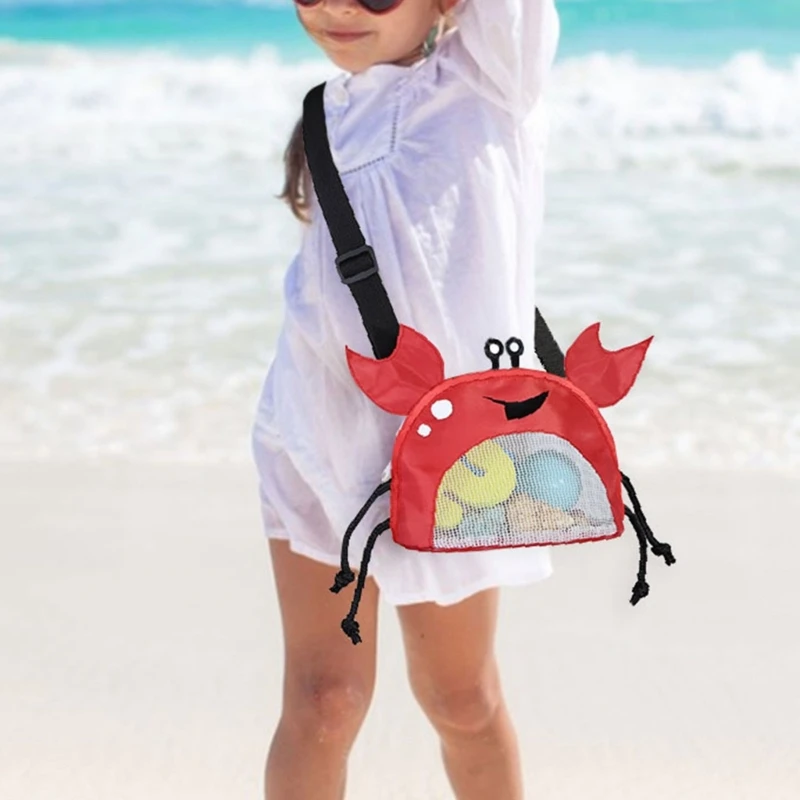 Beach Mesh Bag Cute Crab Shaped Shell Bags for Holding Beach Shell ,Toy Shell Collecting Bags for Kids Picking Up Shells