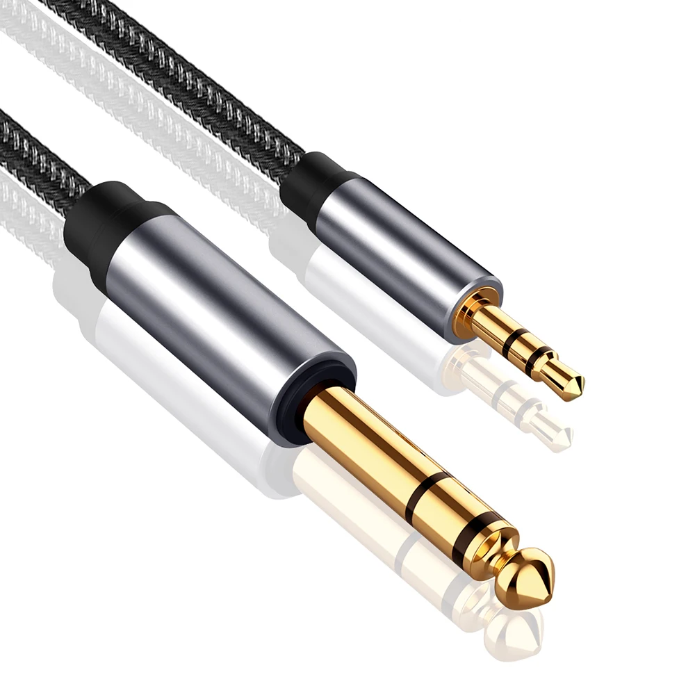 

1.5M 1/8 to 1/4 TRS Stereo AUX Cord 6.35mm to 3.5mm Jack Adapter Male to Male Audio Cable for MP3 Phone PC Guitar Speaker Mixer