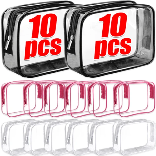 1/20 piezas organizador de viaje de almacenamiento de PVC transparente bolsa de maquillaje transparente bolsa de cosméticos de esteticista estuche de belleza bolsa de aseo bolsas de lavado