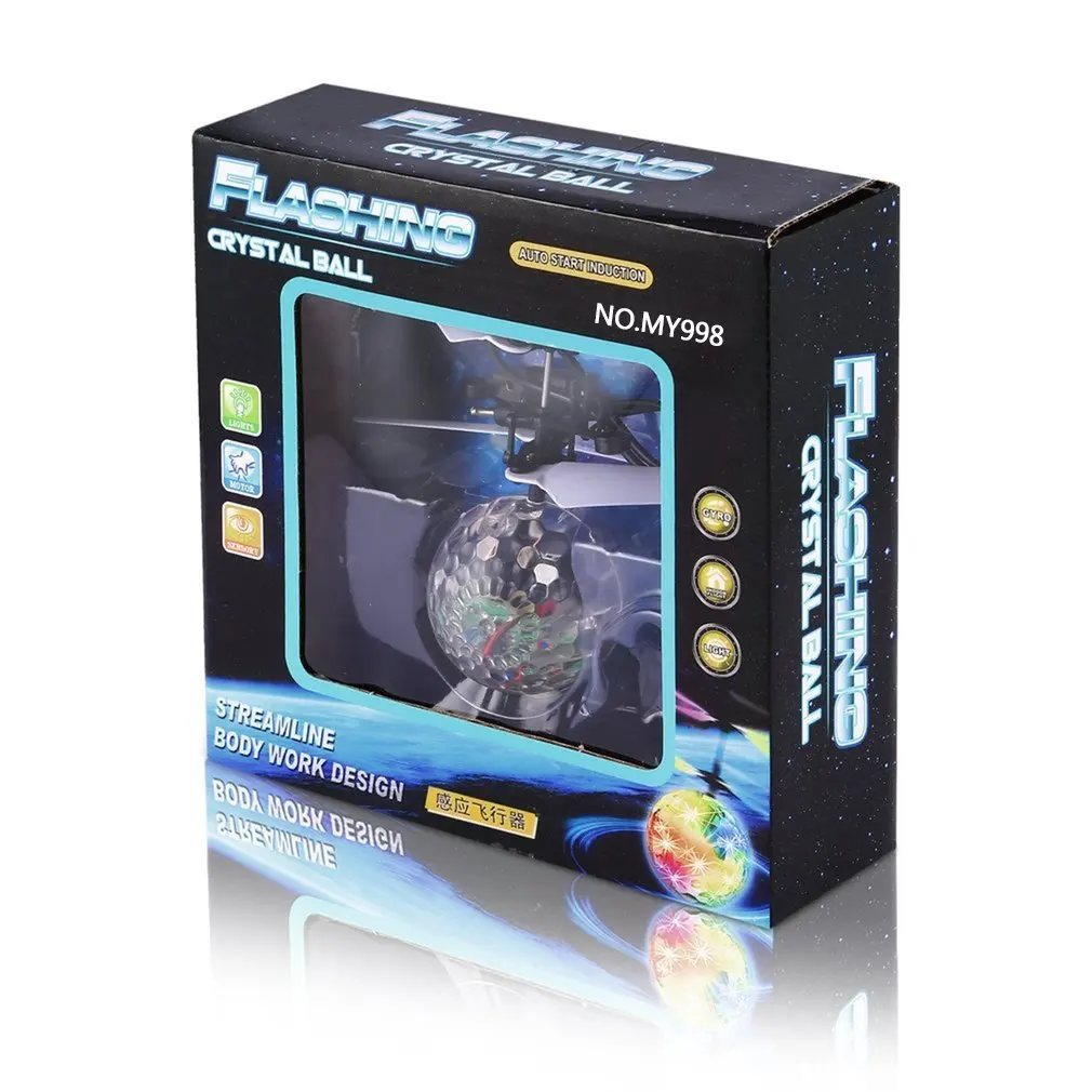 Bola de cristal voladora con Control remoto, luz LED intermitente, Bola de helicóptero de inducción infrarroja, juguete divertido, regalo para niños