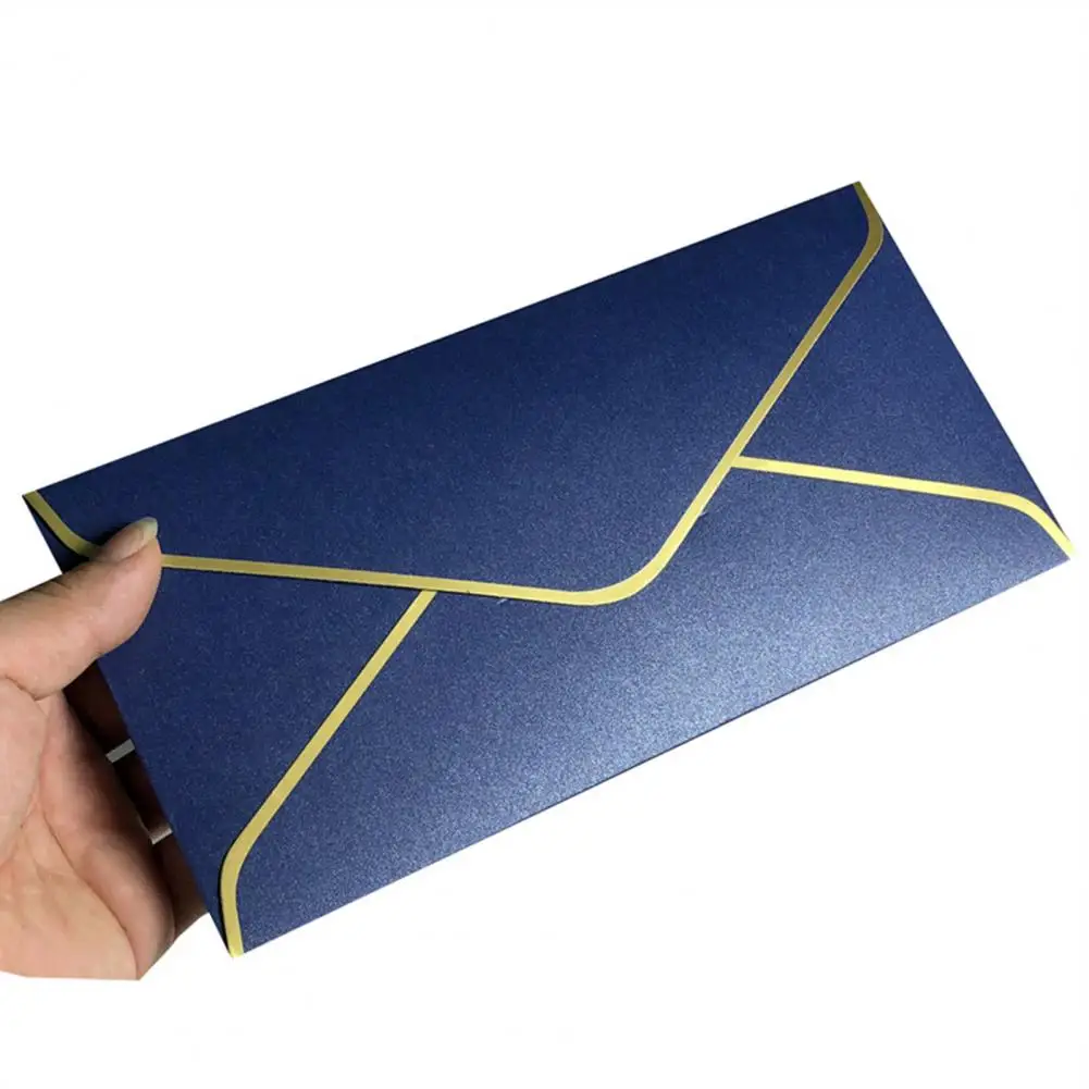 10 Pcs 22*11cm Golden Border Paper Envelope V Flap Office Check Letter Mailing Greeting Graduation Wedding Party Invitation Gift