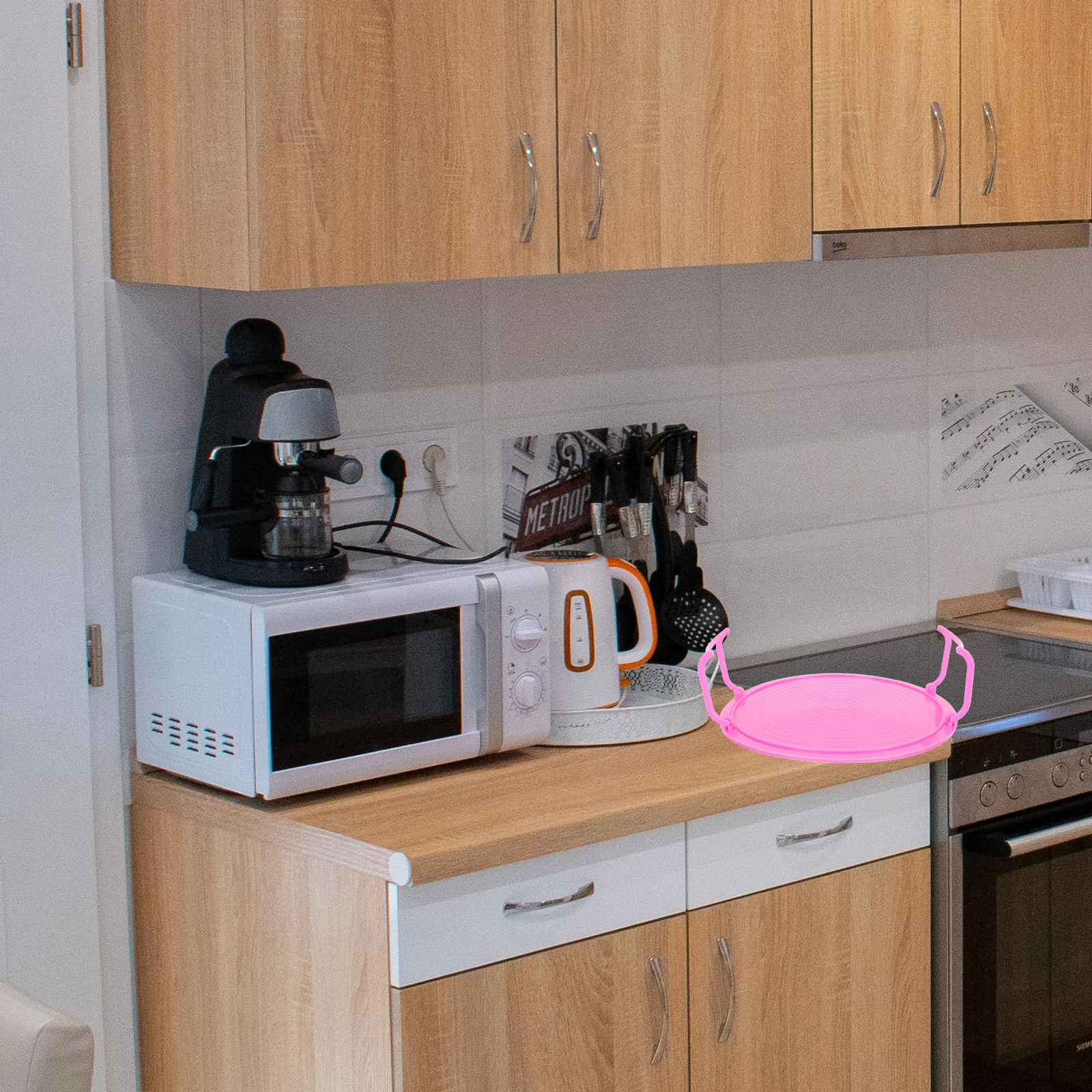 

2 Pcs Pink Multi functional Food Rack Microwave Oven Layered Storage Shelf Steaming Tray Steam Tray PP Kitchen ganizer