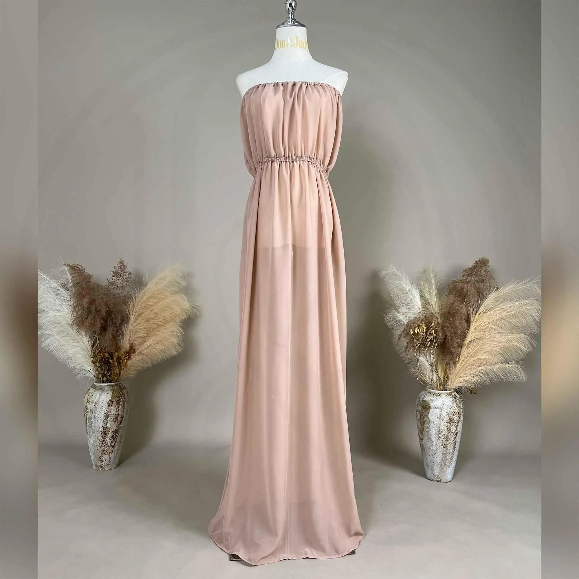 

Don&Judy Simple Evening Dress Off Shoulder, Strapless Chiffon With Lining For Party Photoshoot Minimalist Dress For Woman