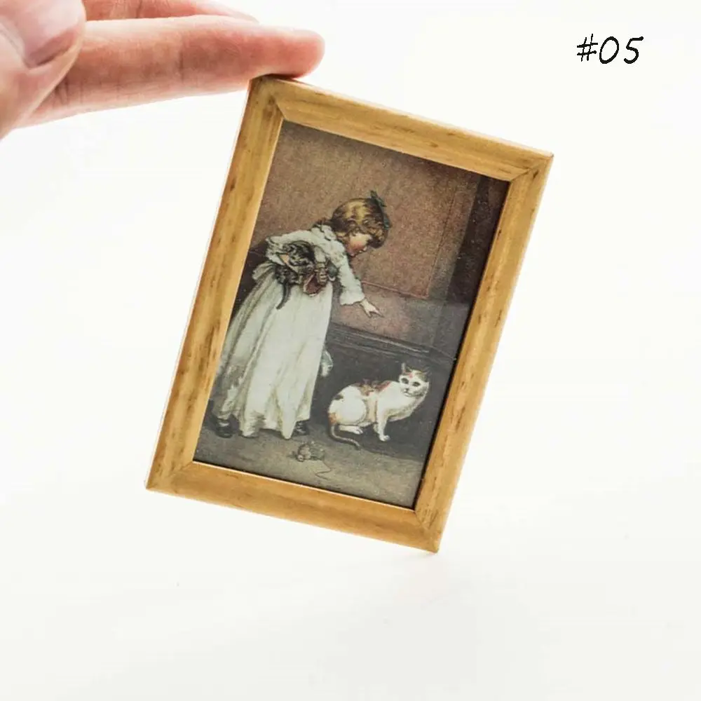 New Funny Cute  Accessories Mini Wall Painting 1:12 Dollhouse Decor Miniature Framed