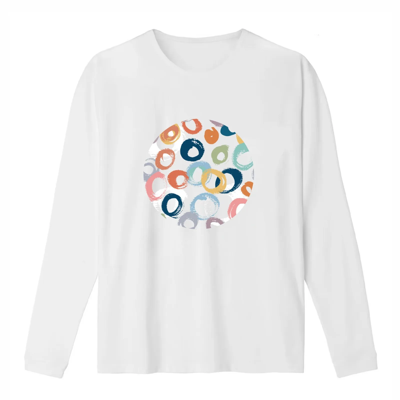 Colourful Circle Swirls Pattern T-Shirt Summer Casual Cotton Tee Oversized Streetwear Tops Vintage Graphic Print 100% Cotton
