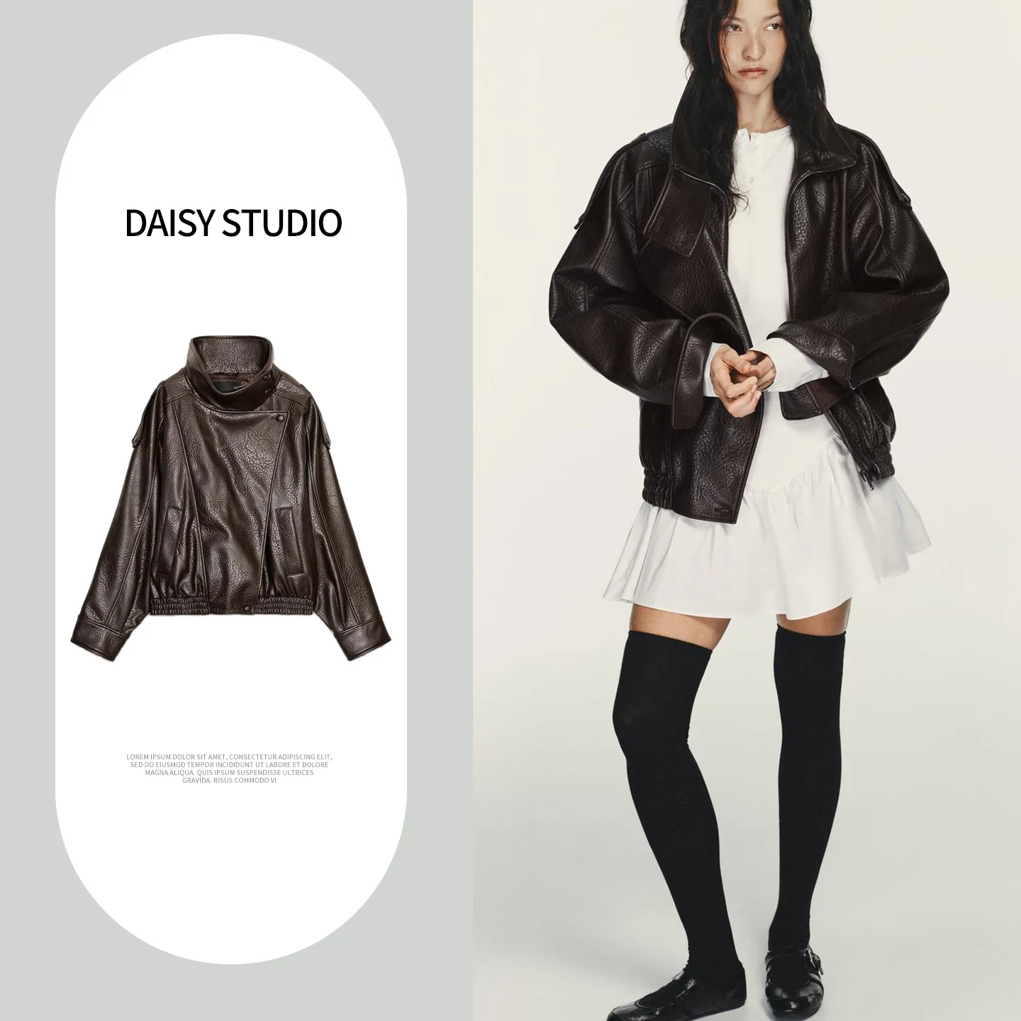 

Новая весенняя женская куртка свободного кроя с длинными рукавами, воротником-стойкой, узором личи, из искусственной кожи, дышащая, на молнии