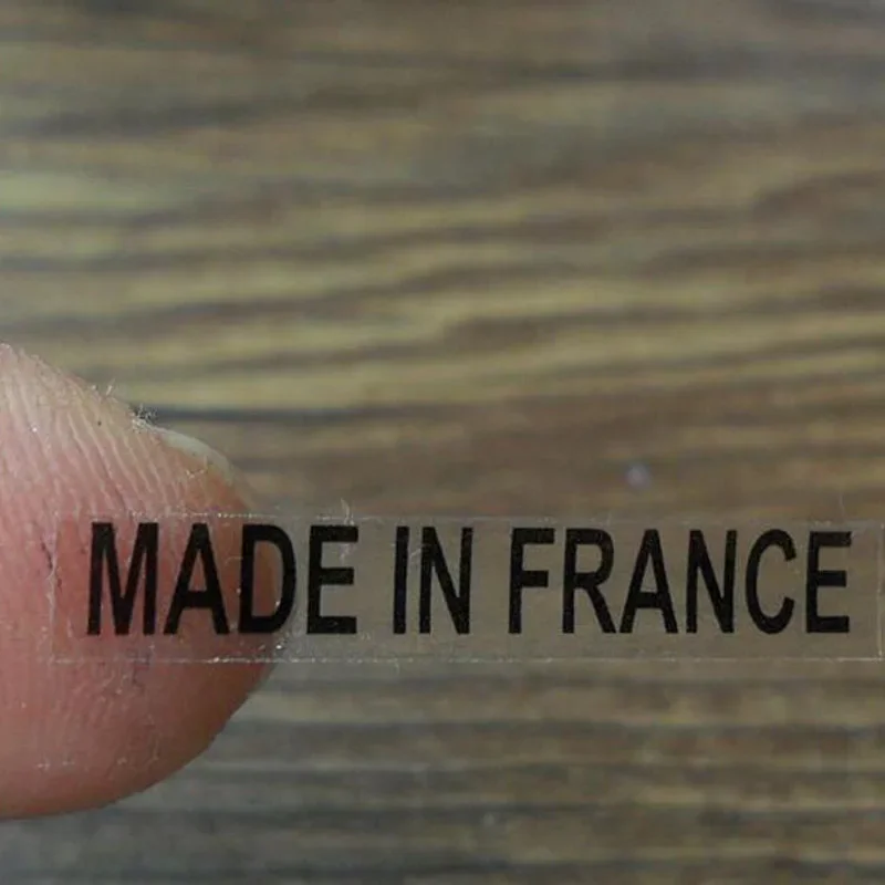 1000pcs 6X28mm MADE in FRANCE/SPAIN/GERMANY/RUSSIA/ITALY Sticker Transparent with Black Text Printing