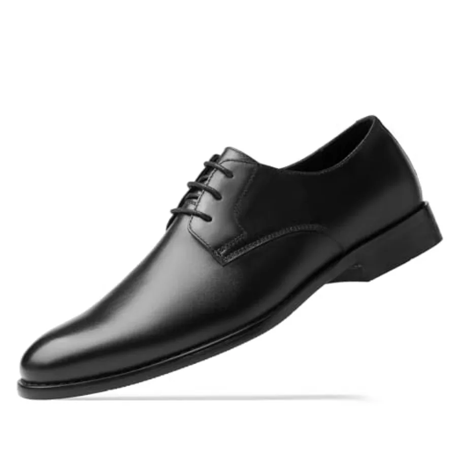 

HEEZ Men's Dress Shoes Genuine Leather, Wingtip Oxford for Men Non Slip, Lace up Plain Toe Derby Dress Shoes for Formal, Busine