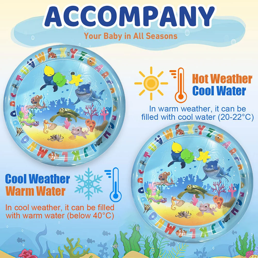 1pc Underwater World Inflatable PVC Playing Mat Baby Play Water Mat Toddler Pad Early Education Activity Toys Mat Cushion Gift