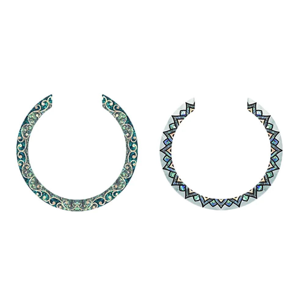 

2pcs Sound Hole Rosette Decals For Guitar Curved Strip Design Durable Abalone Inlay Sticker Decorative Ring Accessory Instrument