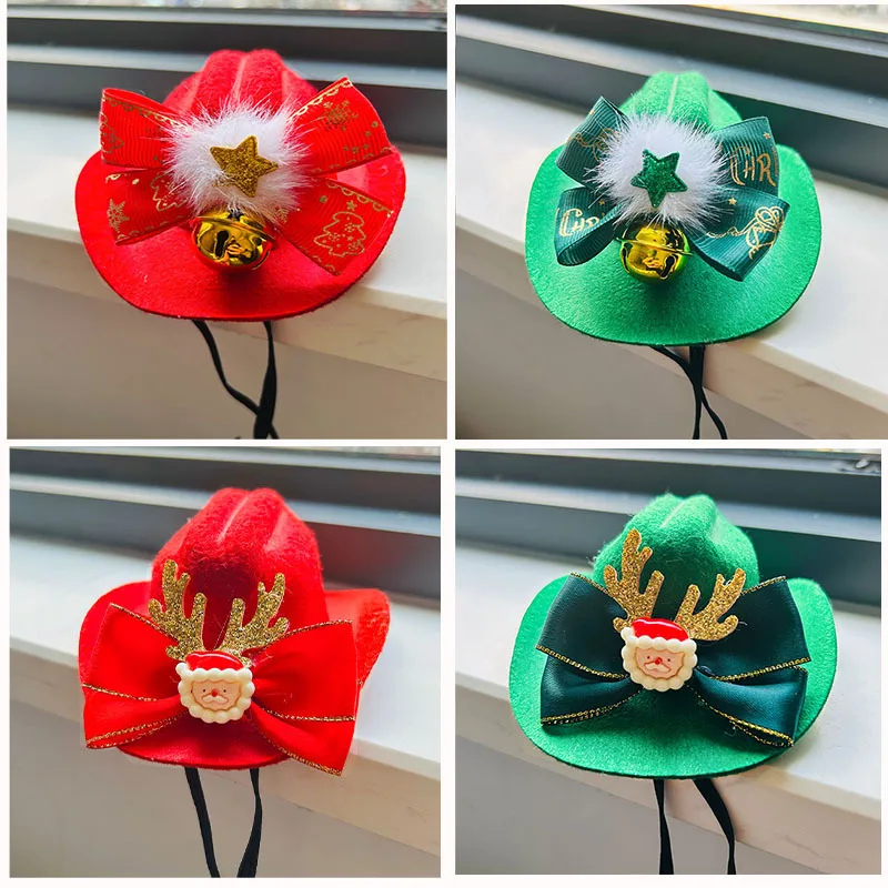 

New Christmas Pet Hat Toy Decorations Mini Dog Cowboy Hat Cat Elk Accessories