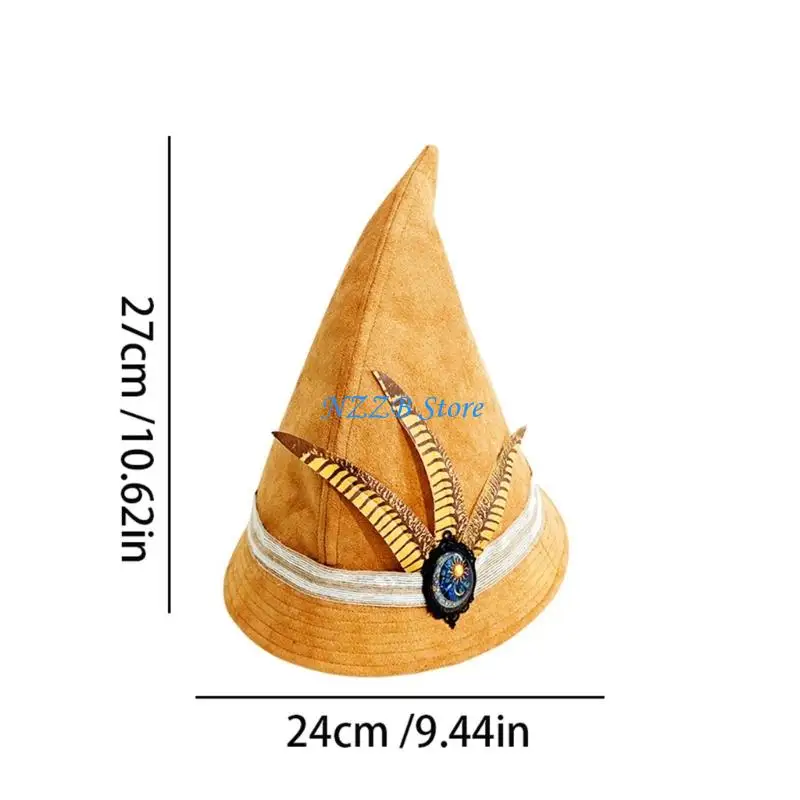 Chapeau sorcière envoûtant T21F, accessoire Costume à plumes, Design Vintage, en Polyester respirant pour adultes, sur le