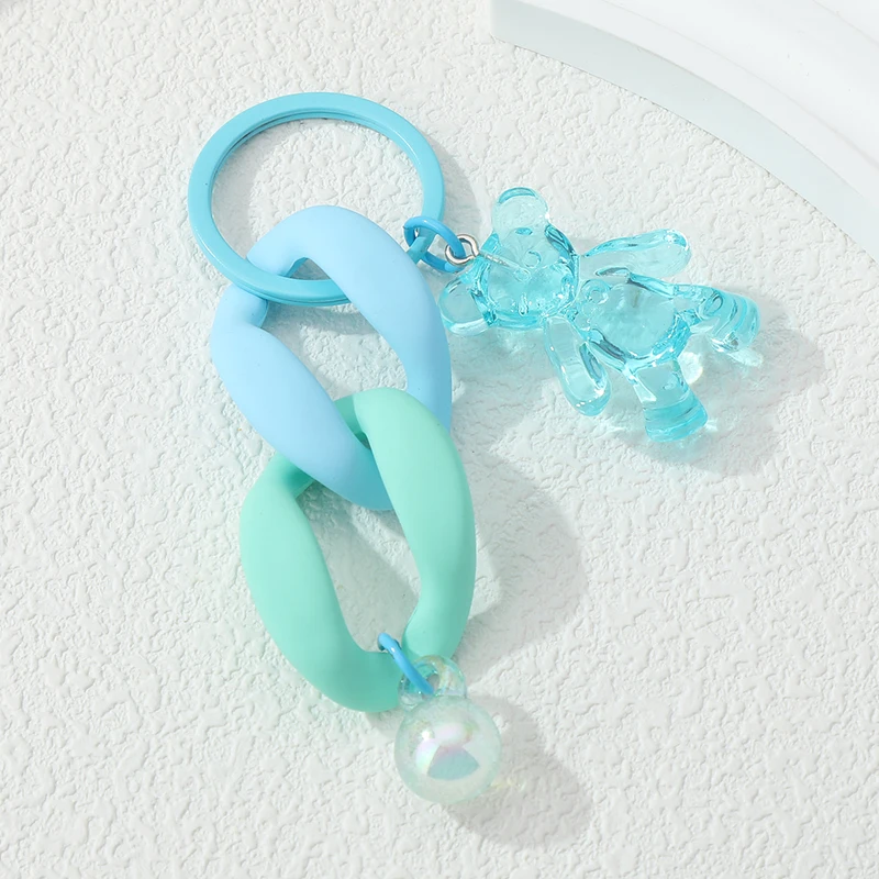 Handmade Acrylic Keychains Plastic Link Cute Bear Animals Key Rings For Women Girls Friendship Gift Handbag Decoration Jewelry