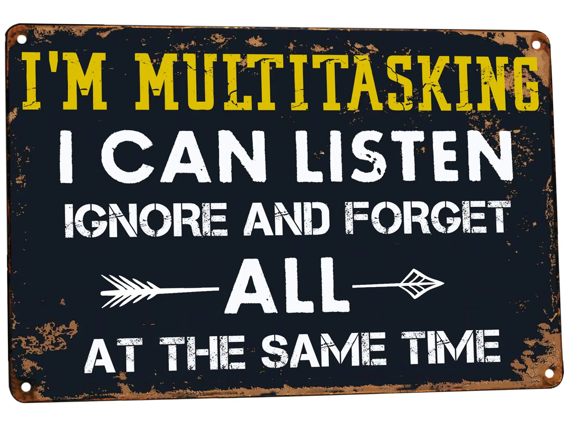 Dekor ; I;m Multitasking I Can Listen Lustige Vintage-Blechschilder für Zuhause, Wand, Hinterhof, Cafés, Bar, Männerhöhle, Büro (multitaskin).