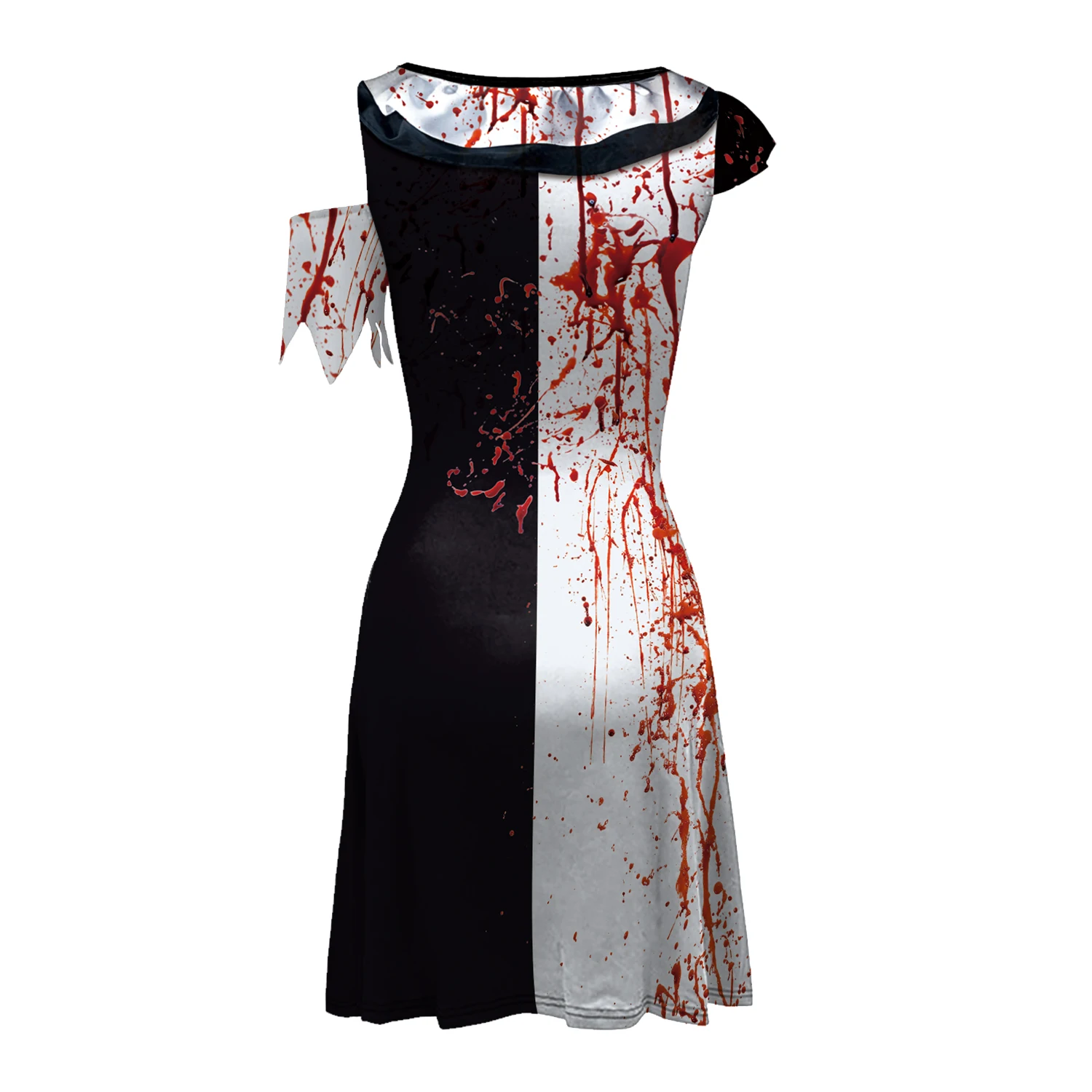 Zawaland-Halloween Clown Cosplay Traje para Mulheres, Vestido engraçado para Mulheres, Terror Assustador Impresso, Vestidos Femininos Assimétricos